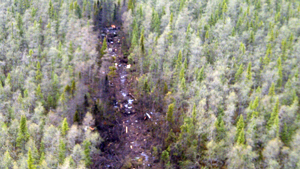 The Transportation Safety Board released this picture of the Ornge helicopter crash site near Moosonee on May 31.  